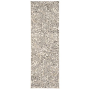 Meadow Beige/Grey 3 ft. x 8 ft. Abstract Runner Rug