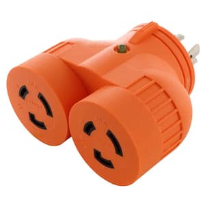 Generator V-Duo Outlet Adapter L14-20P 20 Amp 4-Prong Locking Plug to Two 20 Amp L5-20R Connectors