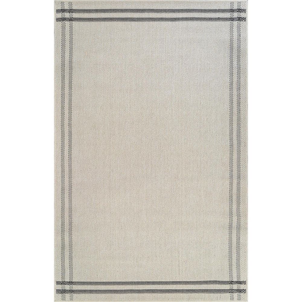 Haven 4 ft. x 6 ft. Bone Border Striped Washable Easy Jute Modern Indoor Outdoor Area Rug price history on PriceWatchPro