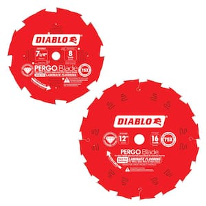 7-1/4 in. x 8-Tooth and 12 in. x 16-Tooth (PCD) Laminate Flooring PERGO Blade Circular Saw Blades (2-Blades)