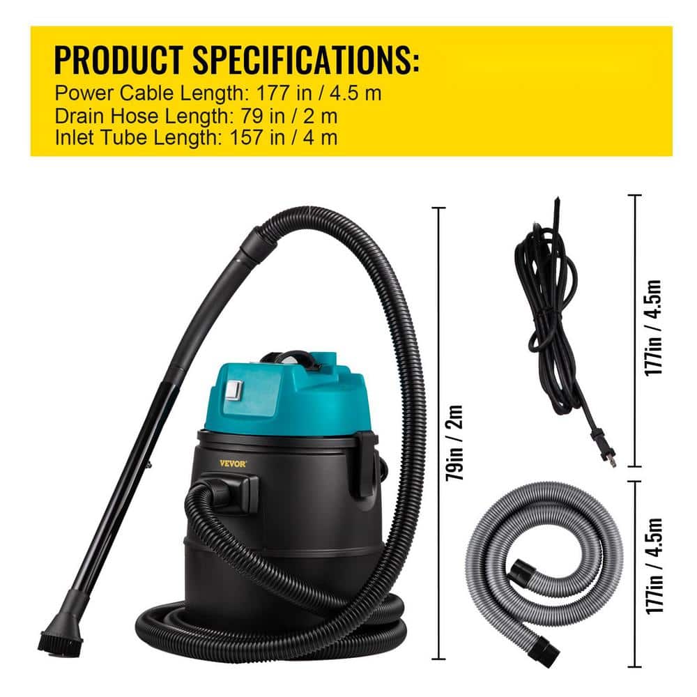 VEVOR 1400W Black and Teal Pond Vacuum Cleaner with Accessories
