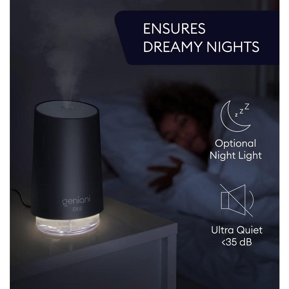 Geniani Erie Black Portable Cool Mist Tabletop Humidifier