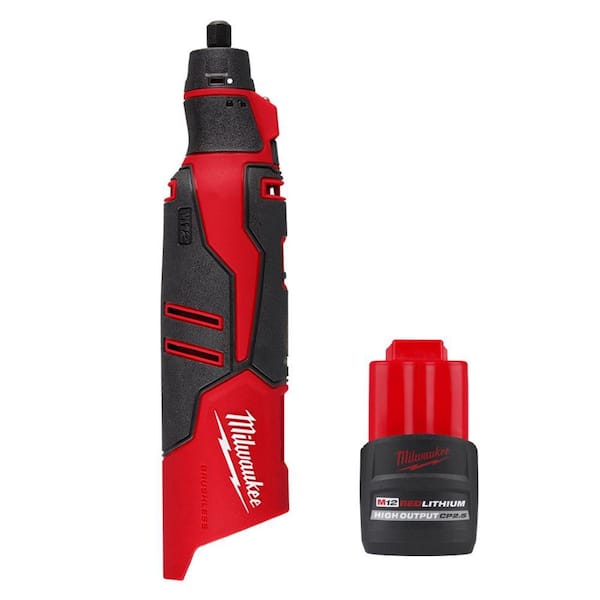 Milwaukee M12 12V Lithium-Ion Cordless Brushless Rotary Tool with (1) High Output 2.5 Ah Battery Pack