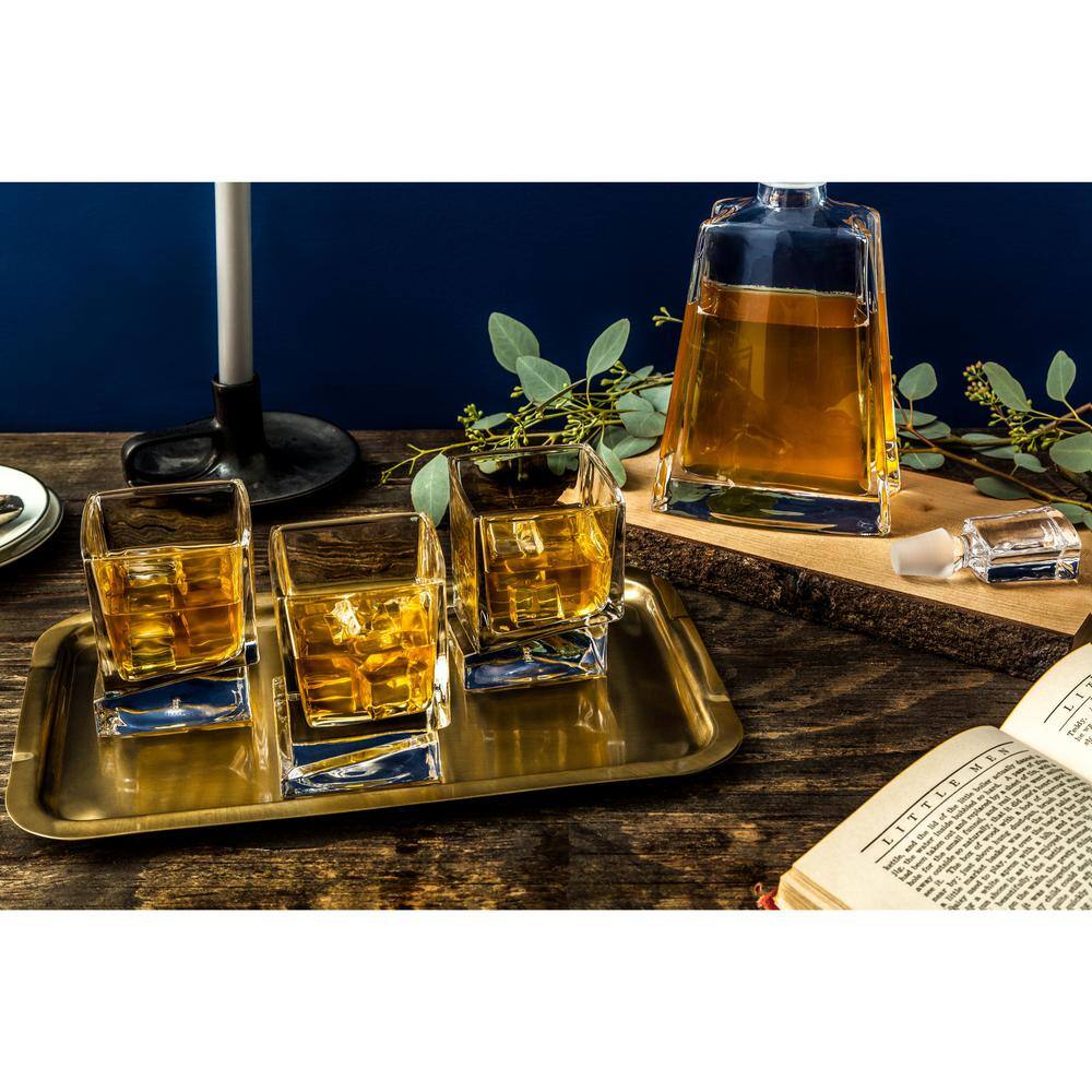 JoyJolt Carre Translucent Shatter Resistant Whiskey Glass Set of 4