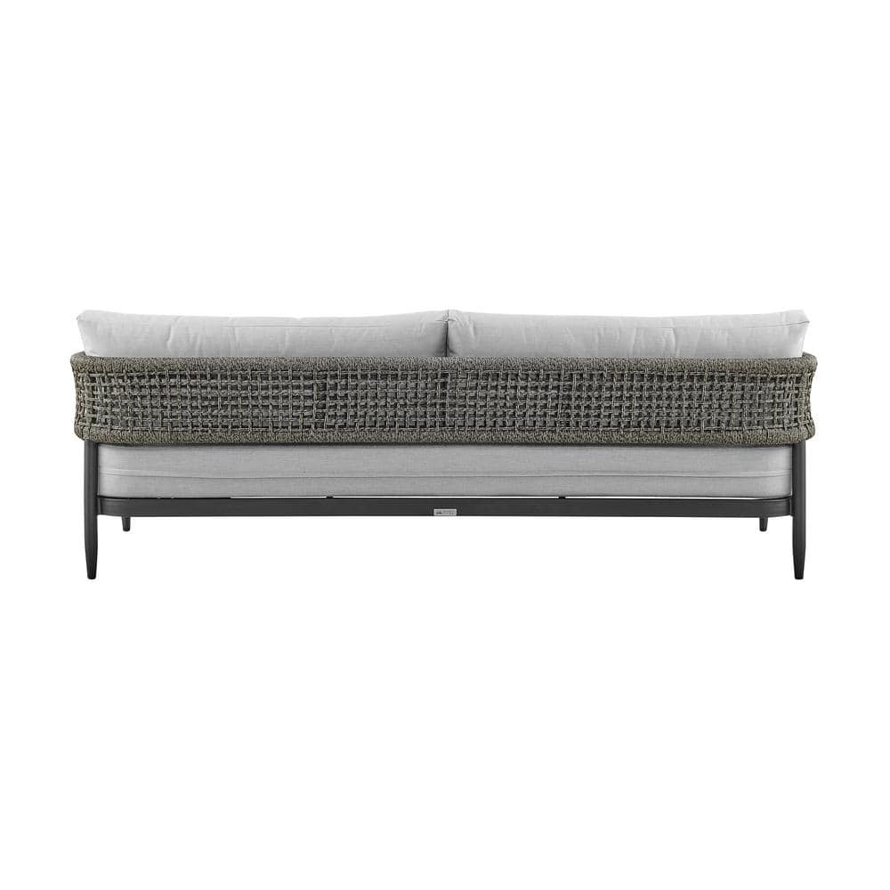 Alegria Black Aluminum and Rope Outdoor Sofa with Gray Cushions