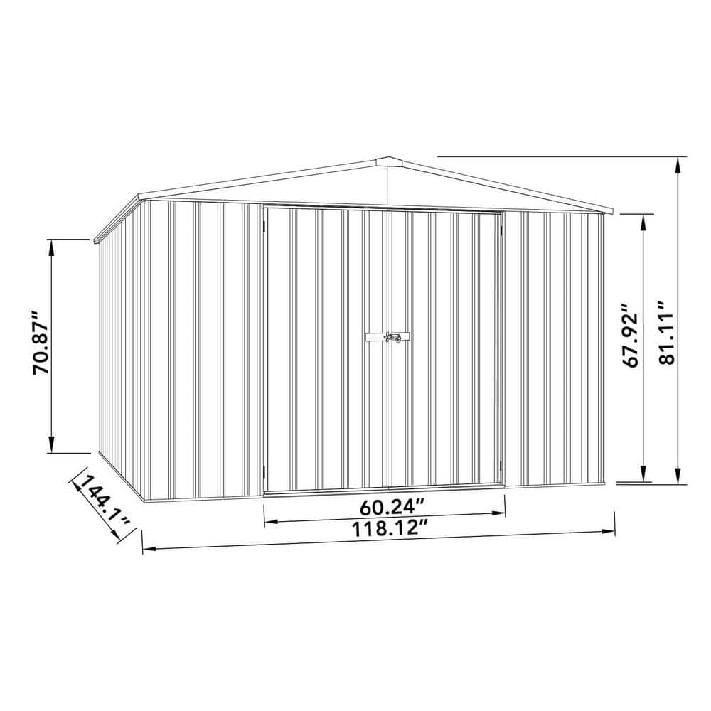 Absco Regent 10' x 12' Gray Galvanized Steel Storage Shed