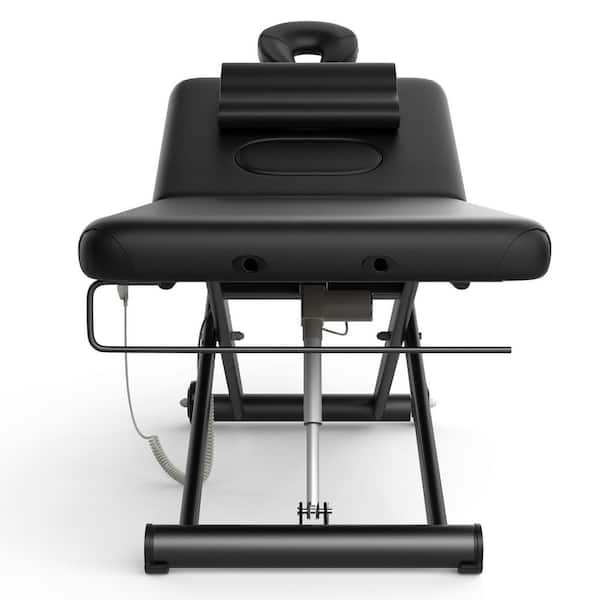75 in. Black Massage Table with Electric Height Adjustment and Adjustable Backrest