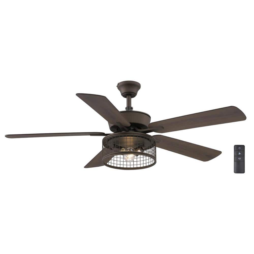 Ansell 52 in. LED Indoor Espresso Bronze Ceiling Fan with Light and Remote Control Included -  Hampton Bay, AK450A-EB