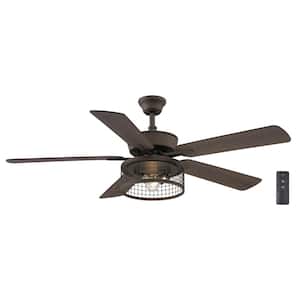 Ansell 52 in. LED Indoor Espresso Bronze Ceiling Fan with Light and Remote Control Included