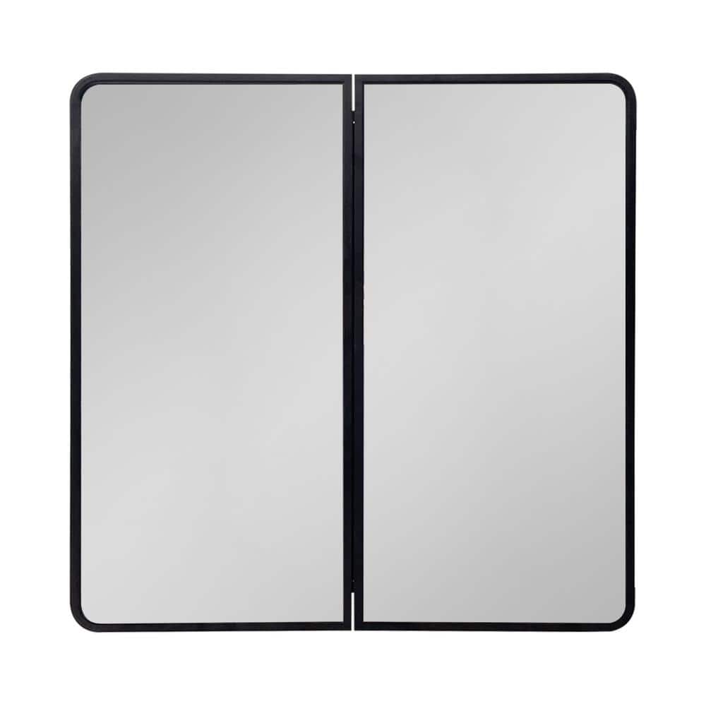 32 in. W x 32 in. H Rectangular Iron Medicine Cabinet with Mirror