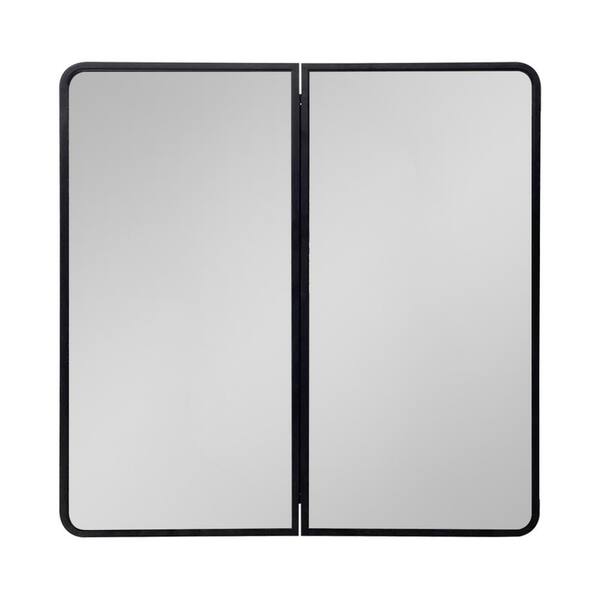 Unbranded 32 in. W x 32 in. H Rectangular Iron Medicine Cabinet with Mirror