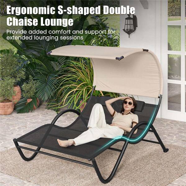 Costway Grey 1-Piece Metal Outdoor Rocking Chair HCST01964 Costway Grey 1-Piece Metal Outdoor Rocking Chair HCST01964