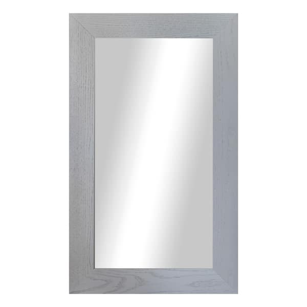 3 in. Grey Frame (22 in. W x 33 in. H) Oak Hardwood Rectangle Wall Mirror