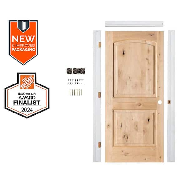 Krosswood Doors Assembly Required 36 in. x 80 in. Arch Top Knotty Alder Left-Hand Unfinished Single Interior Door Kit w/Separate Jamb