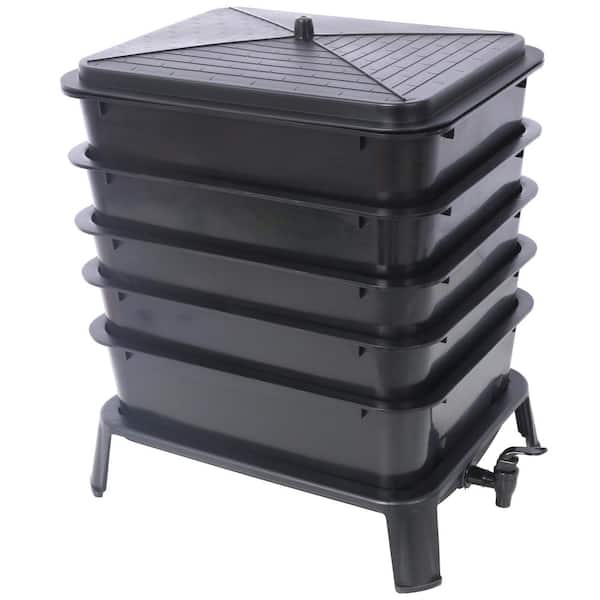 Tidoin 5-Tray 13.2 Gal. Outdoor Worm Farm Kit Worm Composter Bin