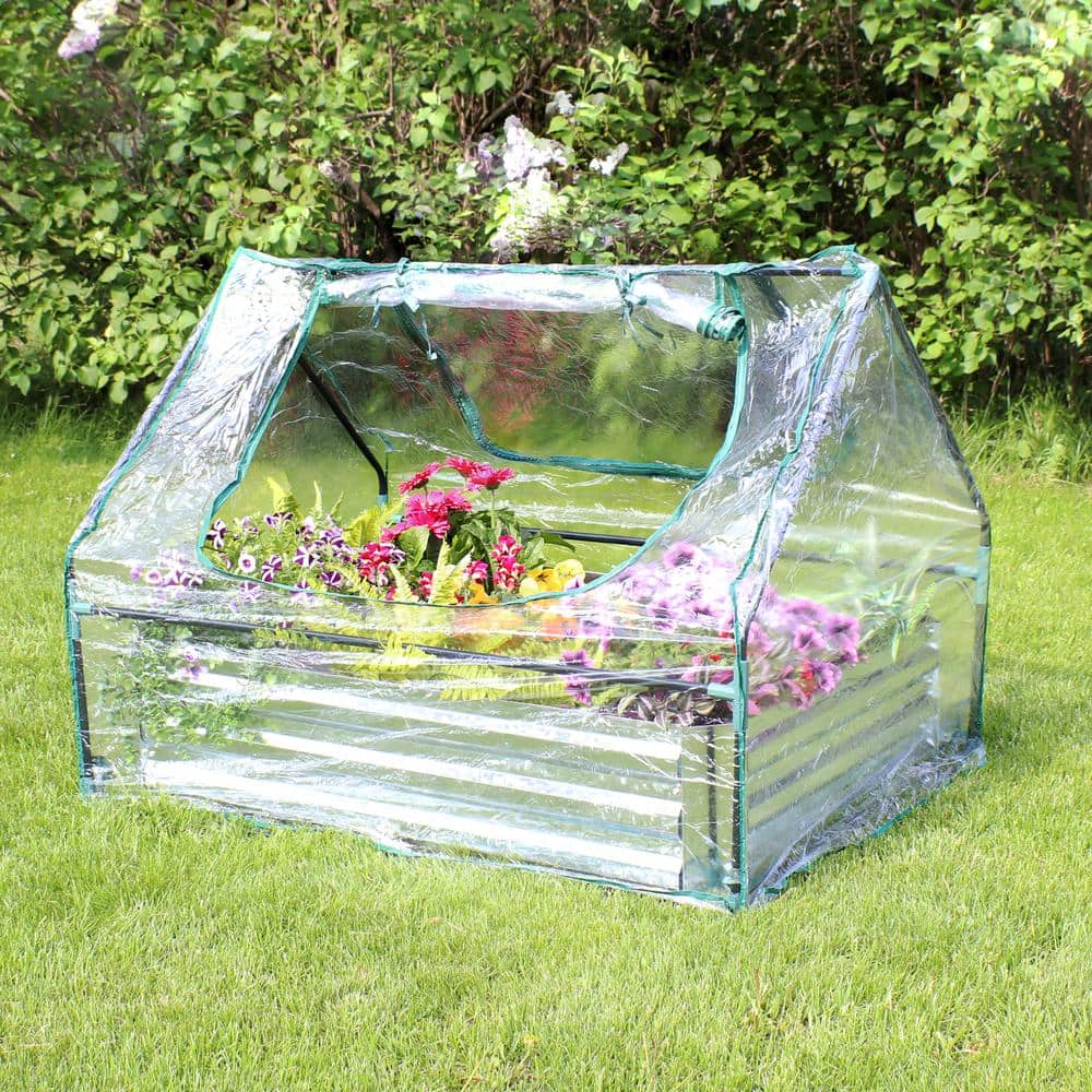 Clear PVC and Galvanized Steel Raised Garden Bed with Cover