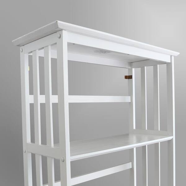 White Wood 4 Shelf Etagere Bookcase, Montego White Wood 4 Shelf Bookcase