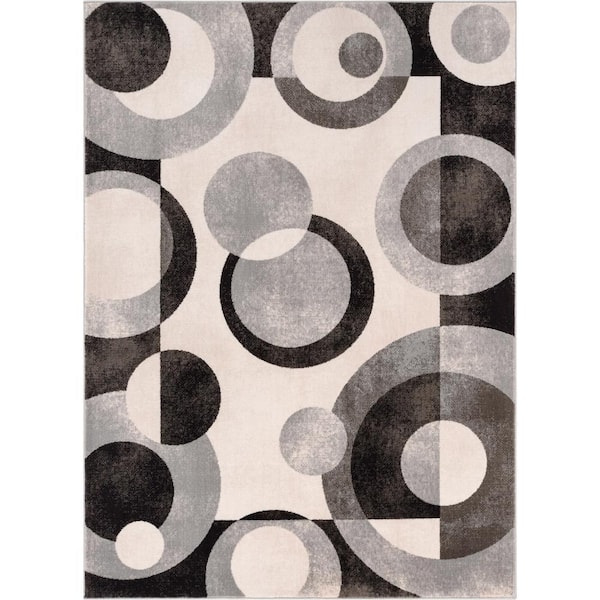Barclay Avi Modern Geometric Grey Black 7 ft. 10 in. x 9 ft. 10 in. Area Rug
