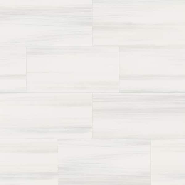 Bianco Dolomite 12 in. x 24 in. Polished Porcelain Stone Look Floor and Wall Tile (16 sq. ft./Case)
