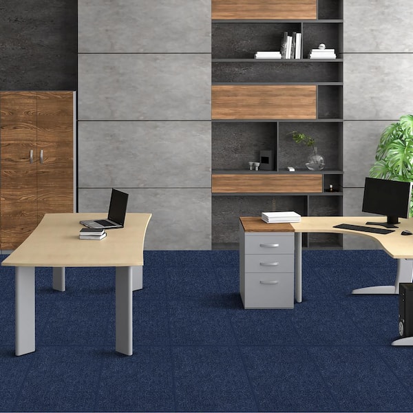 Blue Commercial Residential 24 in. x 24 in. Peel and Stick Pattern Carpet Tile Carpet Squares 60 sq. ft.