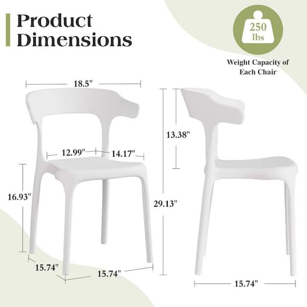 Dining Chairs Set of 4, Modern White Stackable Kitchen Dining Room Chairs with Ergonomic Backrest, No Assembly Required