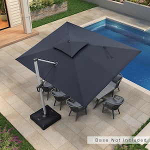 9 ft. x 12 ft. All-aluminum 360° Rotation Silvery Cantilever Outdoor Patio Umbrella in Gray with Beige Cover