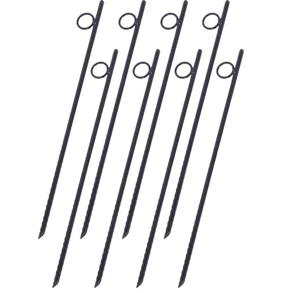 Tidoin 3/8 in. x 18 in. 8-Piece Steel Durable Heavy Duty Tent Canopy Ground Stakes with Angled Ends and 1 in. Loops