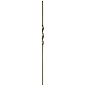 44 in. x 1/2 in. Antique Bronze Single Ribbon Hollow Iron Baluster