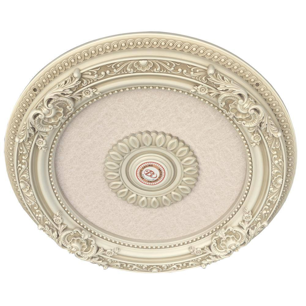 Cream Antique Polystyrene Round Ceiling Medallion, 24 Inches