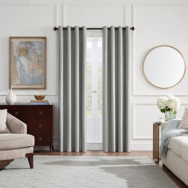 Eclipse Shimmer Slate Solid Polyester 54 in. W x 84 in. L Grommeted Blackout Curtain Panel