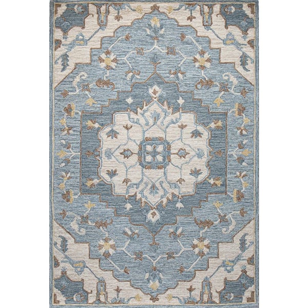 Valencia Lt. Blue 9 ft. x  12 ft. (8 ft.6 in. x  11 ft.6 in.) Floral Transitional Area Rug