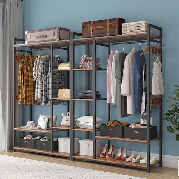 Clothes Closet Storage Cabinet With Metal Handles for Small Living