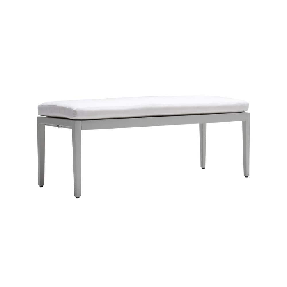 Aluminum Outdoor Ottoman with Sunbrella Cushion, Non-slip Feet