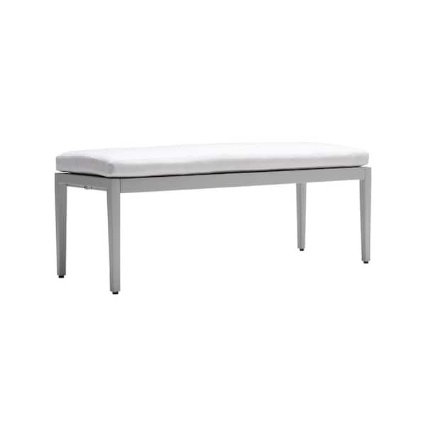 Unbranded Aluminum Outdoor Ottoman with Sunbrella Cushion, Non-slip Feet