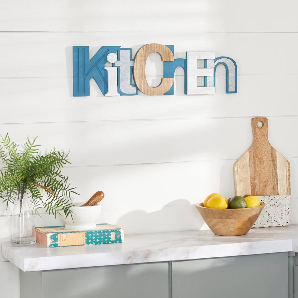 Multi-Colored Wood and Metal Coastal Kitchen Wall Sign