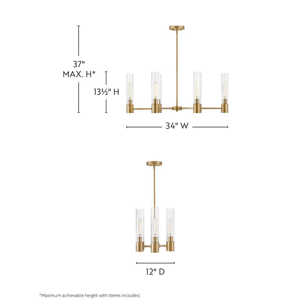 Shea 6-Light Lacquered Brass and Clear Glass Chandelier