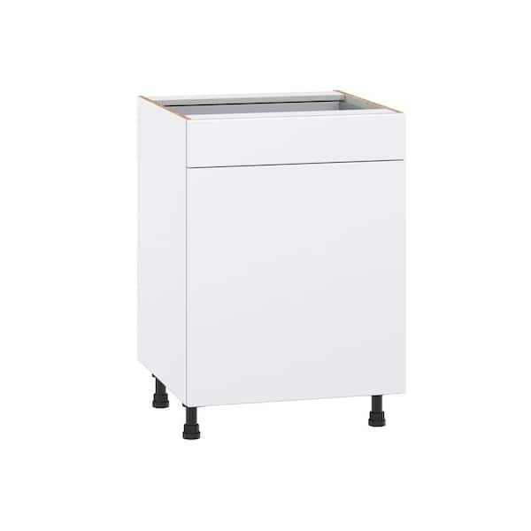 J COLLECTION Timberline 24 in. W x 24 in. D x 34.5 in. H Assembled Slab Base Kitchen Cabinet in Bright White with Drawer
