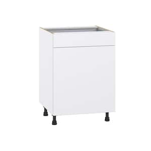 Fairhope Bright White Slab Assembled Base Kitchen Cabinet with a Drawer (24 in. W x 34.5 in. H x 24 in. D)