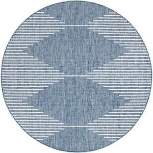 Peroti Navy 5 ft. 3 in. Round Indoor/Outdoor Area Rug