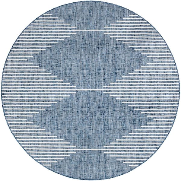 Peroti Navy 7 ft. 10 in. Round Indoor/Outdoor Area Rug