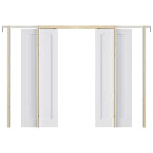 60 in. x 80 in. Paneled Blank White Primed MDF Pocket Sliding Door with Pocket Door Hardware Kit (Soft Close Included)