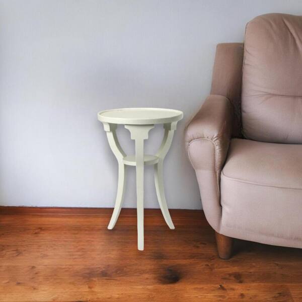 HomeRoots 15.75 in. White Round MDF End Table