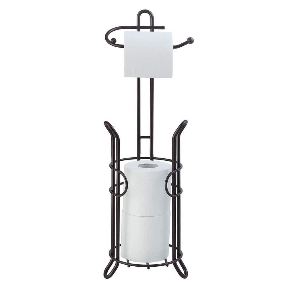 Oil Rubbed Bronze Freestanding Toilet Paper Holder with Storage