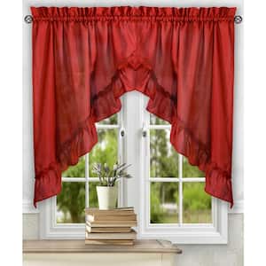 Stacey 38 in. L Polyester/Cotton Swag Valance Pair in Red