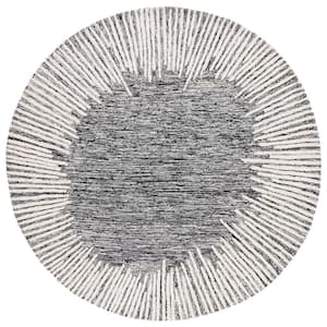 Abstract Black/Ivory 6 ft. x 6 ft. Marle Eclectic Round Area Rug