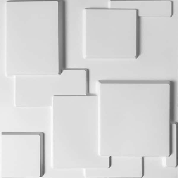 Art3dwallpanels 3D Wall Panel White Decorative Wall Paneling Waterproof 19.7 in. x 19.7 in. (12-Pieces/Case)