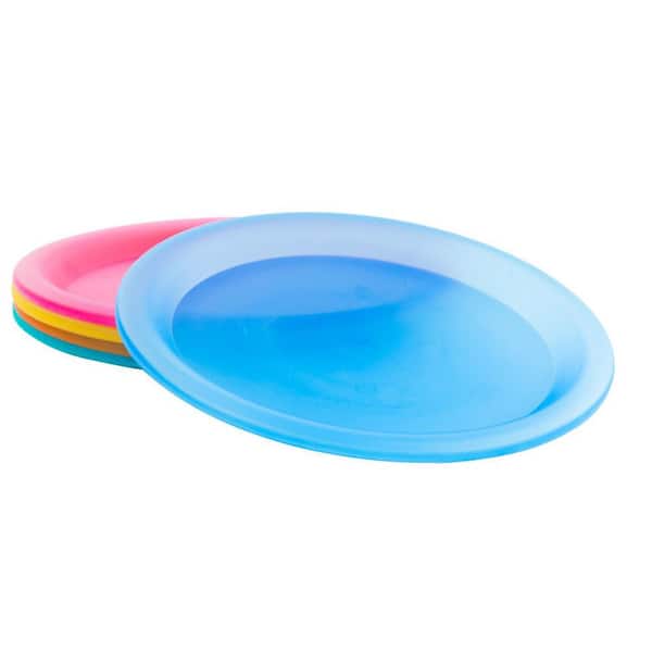 LEXI HOME 10 in. Colorful Plastic Reusable Dinner Plates (Set of 6)