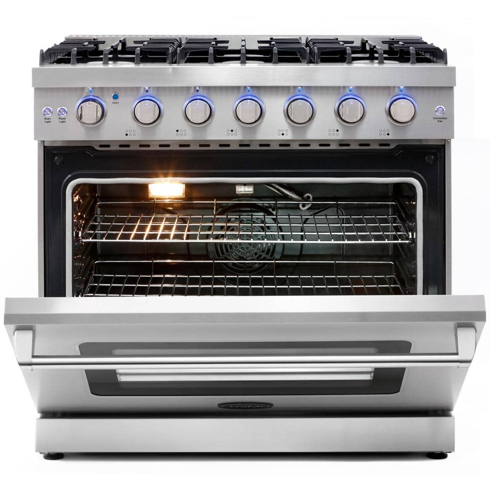 Cosmo 36" Stainless Steel Convection Gas Range with 6 Burners