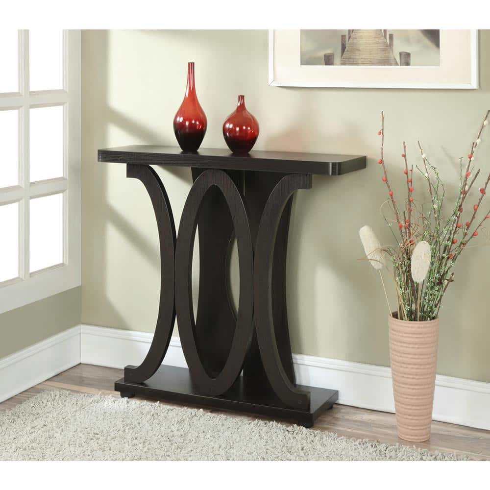 Espresso Woodgrain 36" Console Table with Storage Shelf