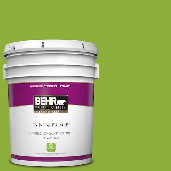 BEHR PREMIUM PLUS 5 gal. #420B-6 New Green Eggshell Enamel Low Odor Interior Paint & Primer